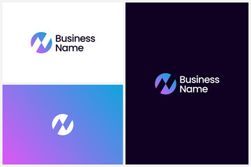 Letter N Logo With Negative Space Technique