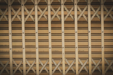 Closeup photo of technological metal structure. Creative abstract of modern architecture designed from steel. Toned in vintage color.