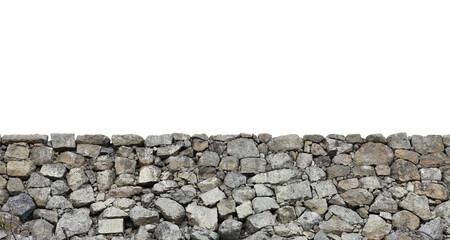 Natural stone fence wall isolated