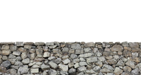 Natural stone fence wall isolated