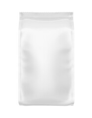 White blank foil food bag isolated