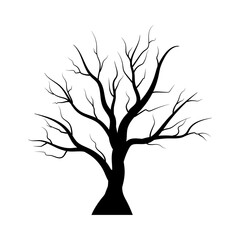 Tree without leaves black silhouette illustration