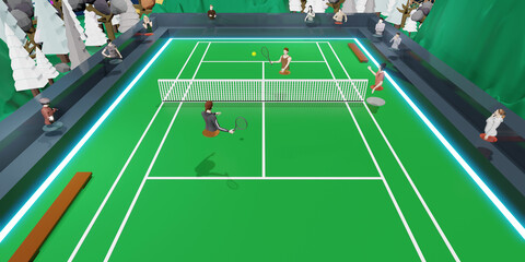 Obraz premium Metaverse Sports Racing Avatars Racing Games Tannis Social Networks Party Events 3D Illustrations