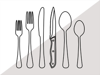 Cutlery Set Svg | Spoon Knife Frok Set Svg | Spoon Svg | Knife Svg | Frok Svg | Kitchen Set Svg | Monogram | Eps | Dxf | Png | cut file | 