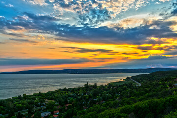 Panorama view of Northern Balaton in Balatonkenese