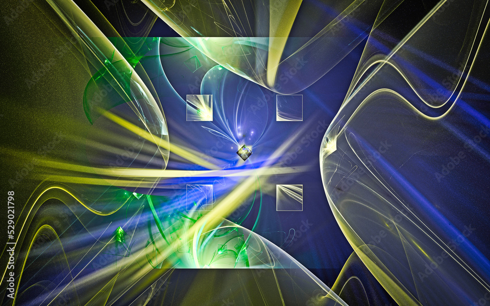 Aufkleber digital illustration abstract image generated fractal background image wallpaper pattern of various geometric shapes and lines of various colors for computer graphics or web design