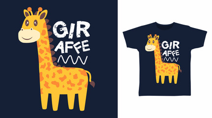 Cute giraffe cartoon tshirt art designs © Clushy