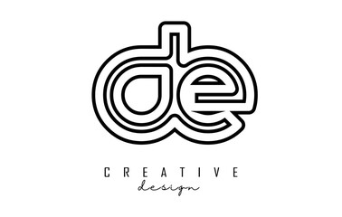 Outline Letters de d e logo with a minimalist design. Letters with elegant, simple and two letters design.