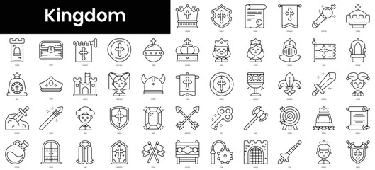 Fototapeta na wymiar Set of outline kingdom icons. Minimalist thin linear web icons bundle. vector illustration.