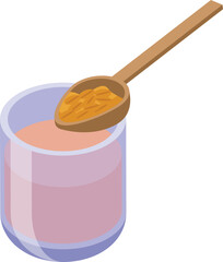Nut in drink icon isometric vector. Almond plant. Vegan food