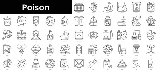 Fototapeta na wymiar Set of outline poison icons. Minimalist thin linear web icons bundle. vector illustration.