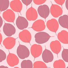 Elegant modern seamless floral ditsy pattern design of exotic autumn color leaves. Artistic repeating vector foliage background for textile