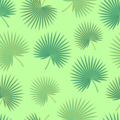 Fototapeta premium Elegant seamless vector floral ditsy pattern design of tropical exotic fan palm leaves. Foliage repeating textured background for printing and textile