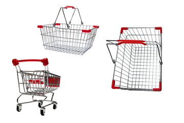 Empty shopping basket isolated on white background.