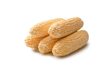 Yellow corn isolated on white background. Copyspace.