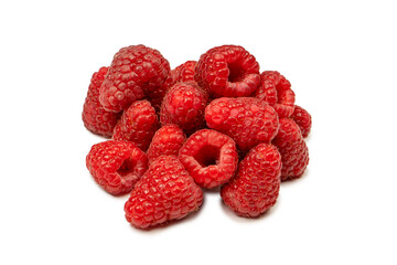 Tasty raspberries isolated on  white background.