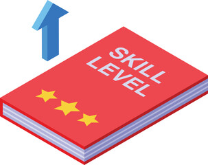 Skill level book icon isometric vector. Personal goal. Advanced mentor