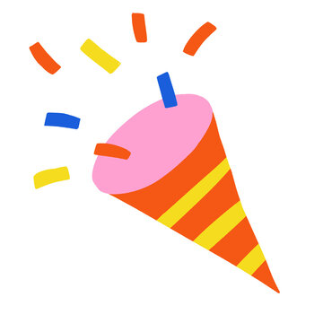 Noisemaker with confetti birthday celebrations illustration