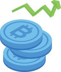 Bitcoin earn icon isometric vector. Online money. Laptop cash