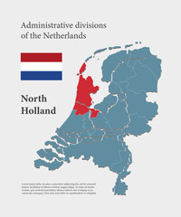 Fototapeta premium Vector map Netherlands and North Holland