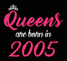 Queens are born in 2005. Designing elements for t-shirts, print design 
