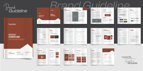 Fototapeta na wymiar Minimalist Brand Guidelines Design Brand Guideline Brand Style Guide Book Brochure Layout Brand Book