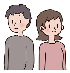 背中合わせに並ぶ男女