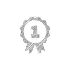 Medal grey sketch vector icon. Flat design