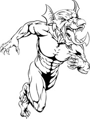 Welsh dragon mascot running