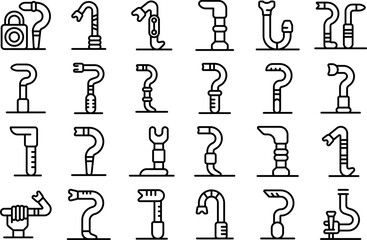 Crowbar icons set outline vector. Breaking burglar. Tool bar