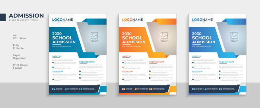 Multipurpose education school admission flyer template design