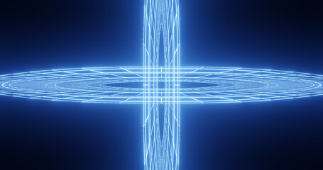 Obraz na płótnie Canvas Render with blue intersecting glowing lines