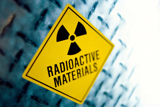 Close-up of a radioactive sign