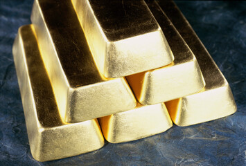 Close-up of gold bars
