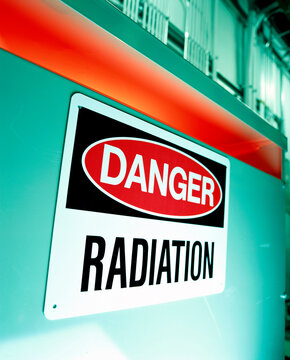 Close-up of a radiation sign