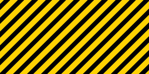 Yellow-black stripes safety background. Danger, caution and hazard pattern. Sign for warning and attention. Backdrop with diagonal stripes for road. Vector