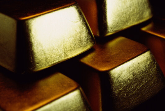 Close-up of gold bars