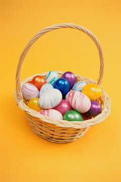 Easter eggs in an Easter basket