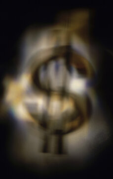 Blurred view of a dollar sign