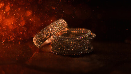 Silver Bangles with Golden Lights