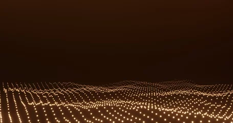 Fotobehang Chocoladebruin Abstract gold digital wave dots technology background. 3d rendering.  © Sudakarn