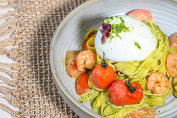 Tagliatelle with shrimps