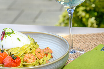 Tagliatelle with shrimps