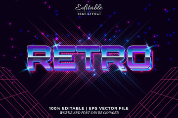 Futuristic Retro 3d editable text effect  based vector