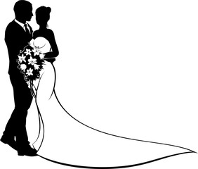 Bride and Groom Silhouette Wedding Concept