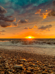 Obraz premium Sunset on the Black Sea. Batumi Beach Adjara Georgia