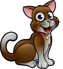 Obraz na płótnie Canvas Cute cartoon cat character illustration