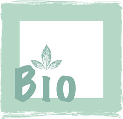 Bio products square sticker, stamp and logo. Ecology icon. Template for organic and eco friendly products