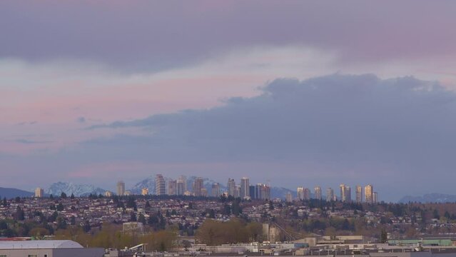 Scenic View Of The Skyline In Burnaby City During Sunset, Canada