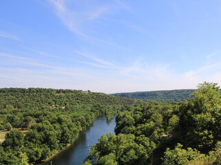 Looking out over the Northfork River from high up on a bluff in Norfork, Arkansas 